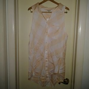 Pink and white checkered sleeveless blouse